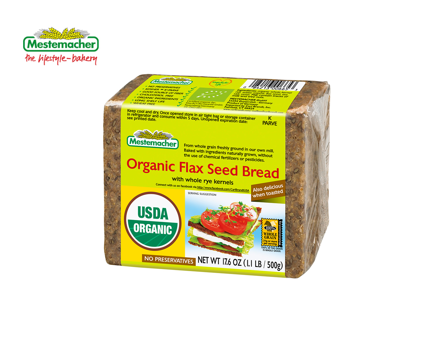 Mestemacher Organic Flax Seed Bread