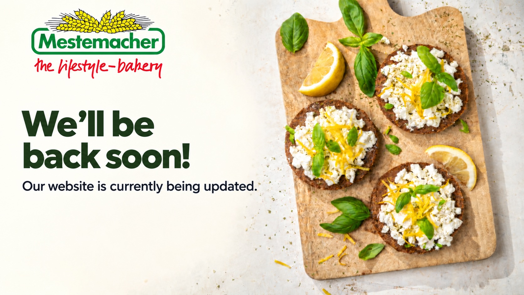 Mestemacher - We'll be back soon! Our website is currently being updated.
