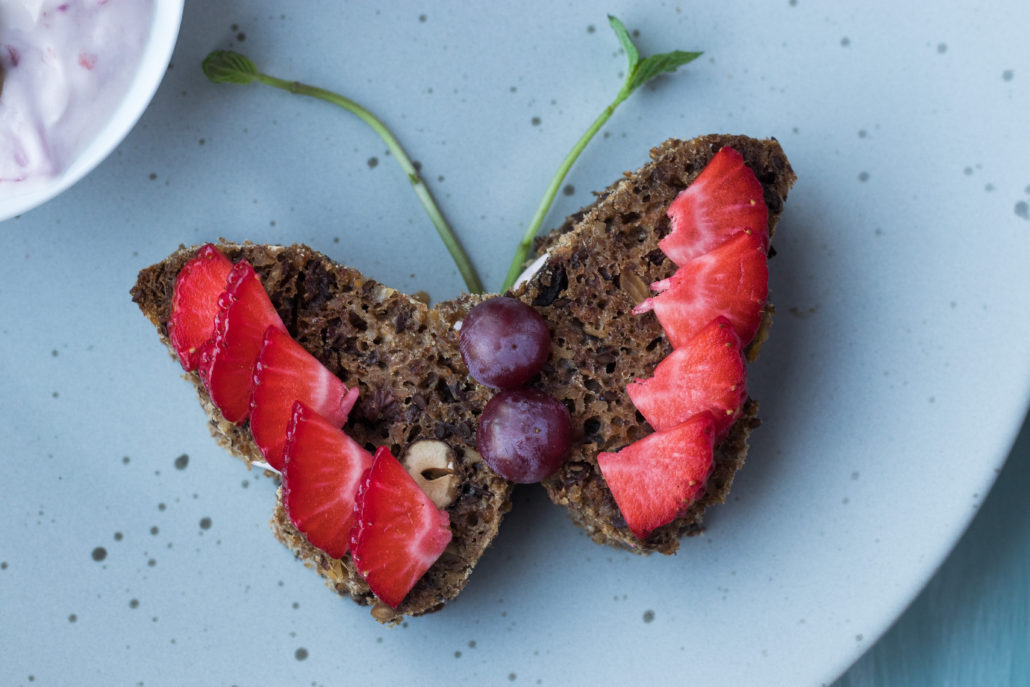Scarlett The Butterfly With Strawberry Curd And Muesli Bread Mestemacher Scarlett The Butterfly With Strawberry Curd And Muesli Bread Mestemacher