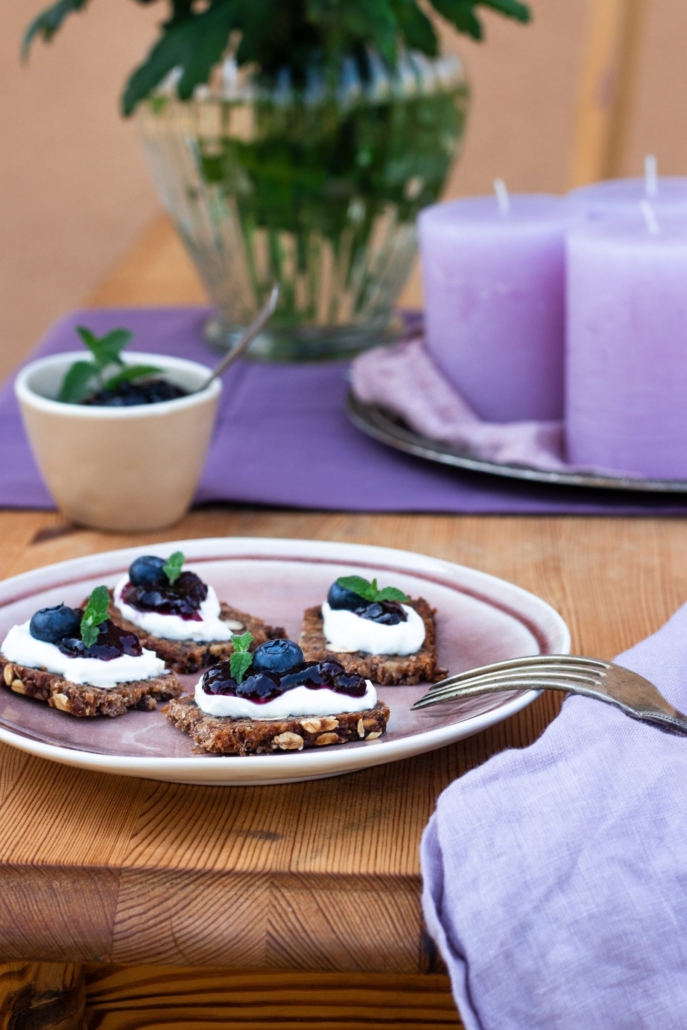 Muesli Bread with curd and blueberry jam – Mestemacher