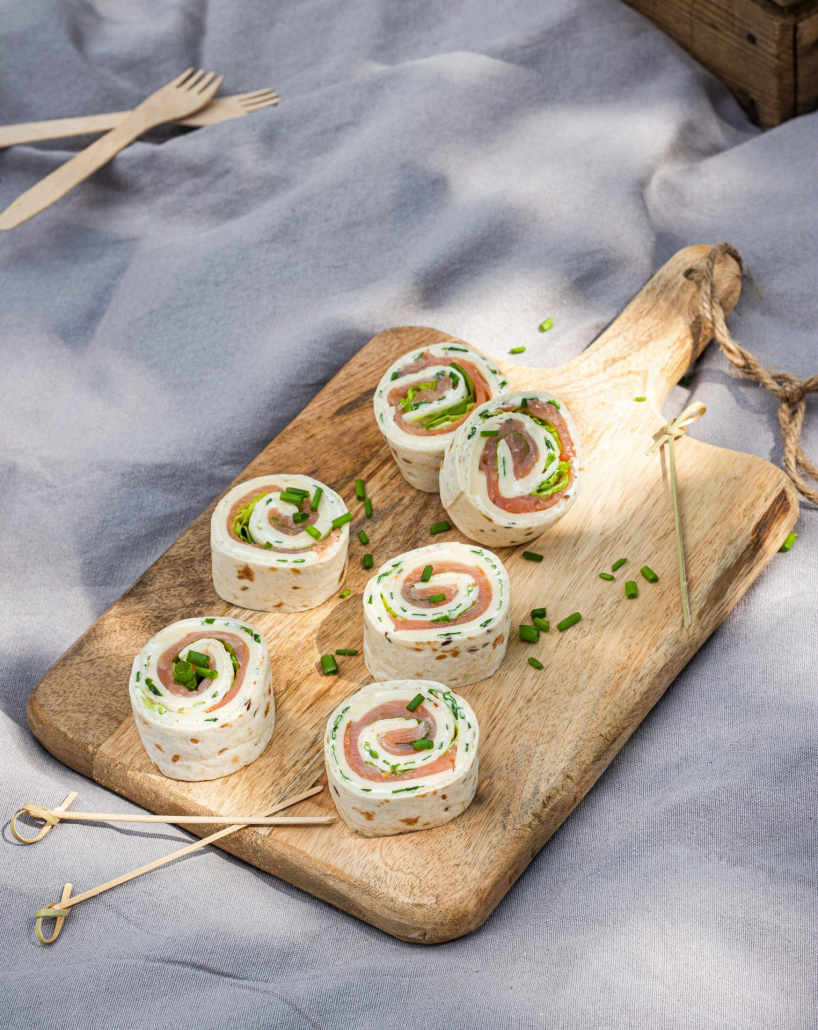 Filled Wraps with Chives Cream Cheese and Salmon Mestemacher